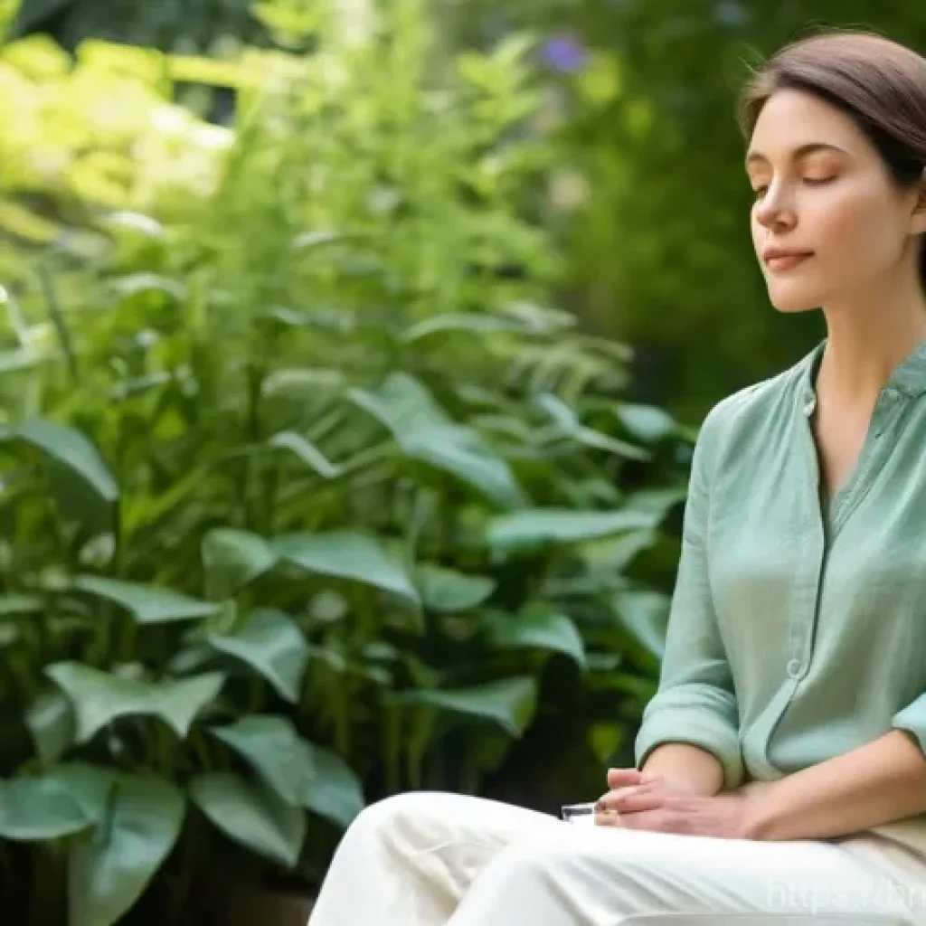 미술평론가를 위한 자기 관리법 - A serene female art critic, in her mid-30s, with a gentle expression, wearing comfortable and stylis...