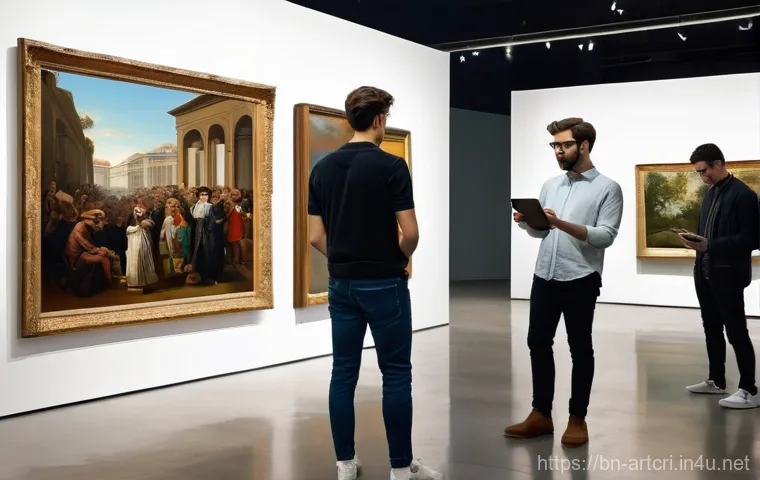 미술평론가 인터뷰 사례 - **Prompt for Image Generation: "Evolution of Art Criticism: From Traditional Judgment to Digital Dis...